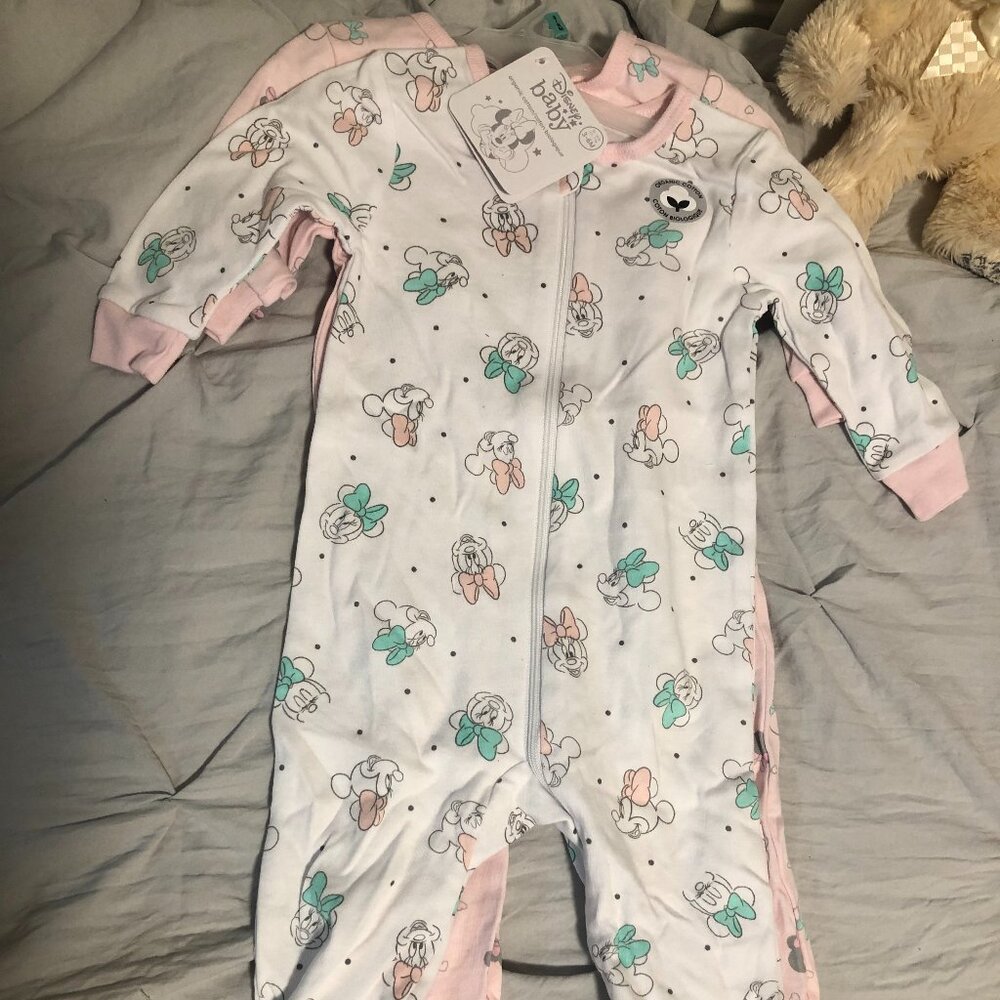 DISNEY BABY WHITE & PINK JUMPERS 2PC / 3-6M